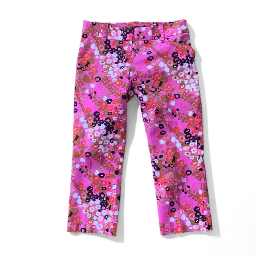J. Crew City Fit Cafe Cherry Blossom Cropped Pants Sz 2